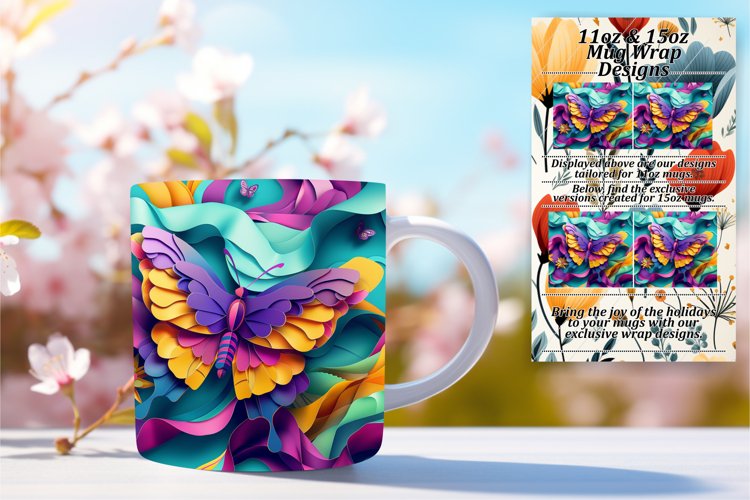 Colorful Butterfly Wonderland: Spring Mug Wrap