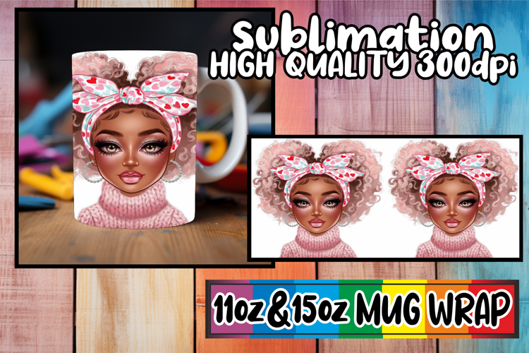 Wholesome joys 11oz 15oz mug wrap, Afro Girl