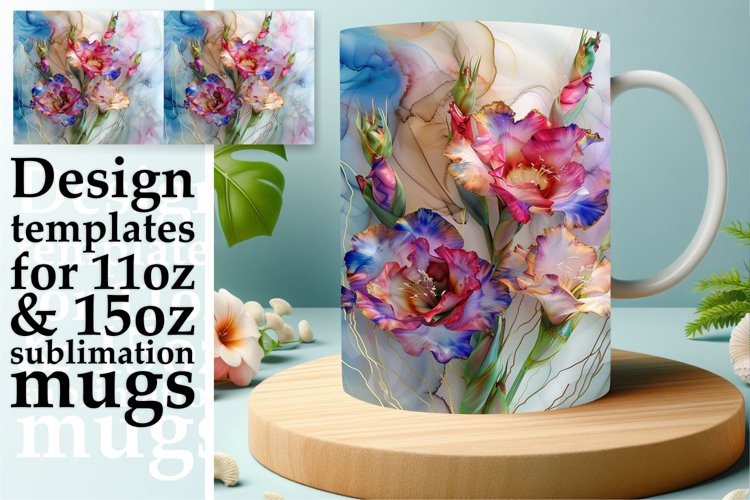 Glittery 3D Floral Wonderland Mug Wrap: Sublimation - 11oz/1 example image 1