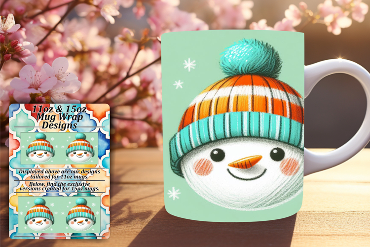 Alluring 15oz Mug Wrap Png Design , Snowman