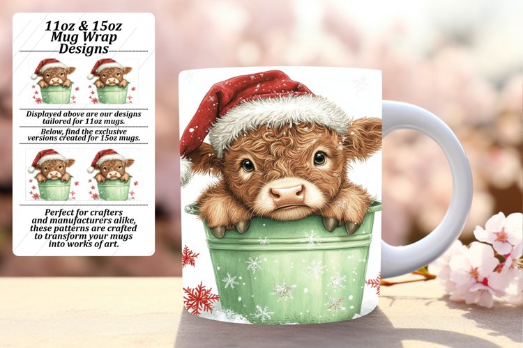 Stylish 15oz Mug Wrap Png Design , Christmas
