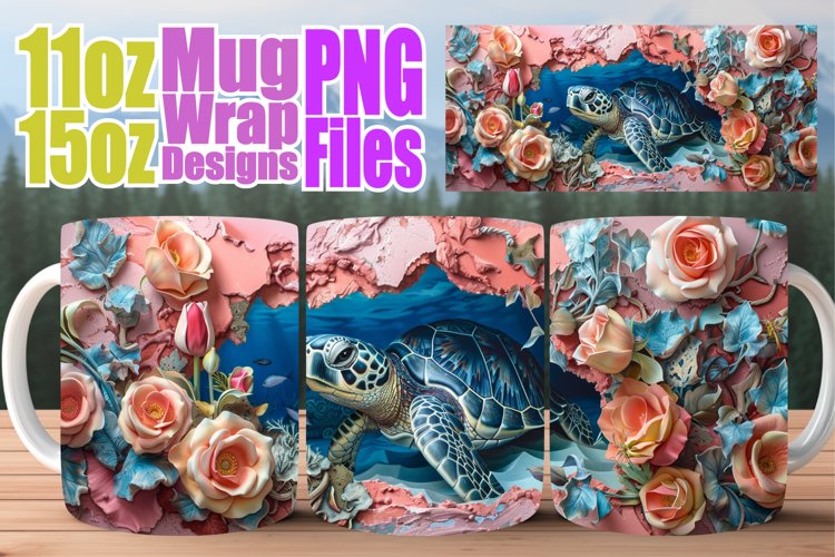 3D Animals in Wall Mug Wrap - Spring Design