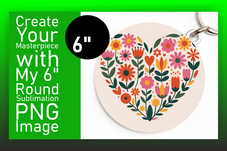 Elegant Round Design Coaster Template , Flowers Heart