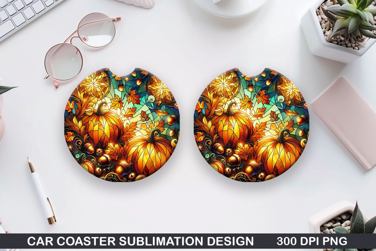 Pumpkin Car Coaster Sublimation| Halloween Coaster PNG