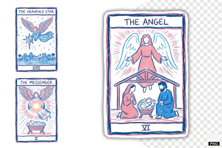 Christmas Nativity Tarot Cards PNG