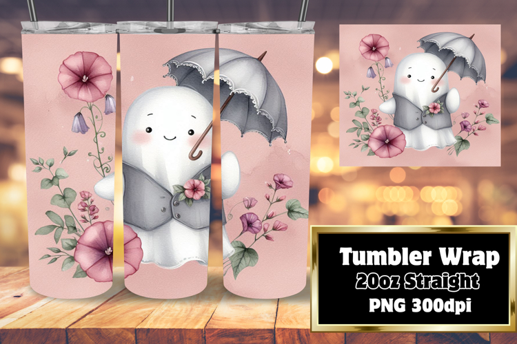 Beautiful 20oz Tumbler Artwork , Cute Ghost