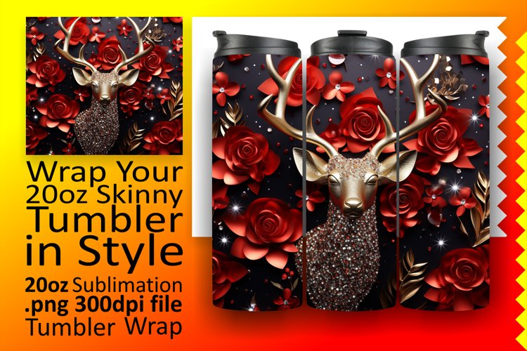 3D Deer Christmas Tumbler Wrap: Festive Holiday Delights