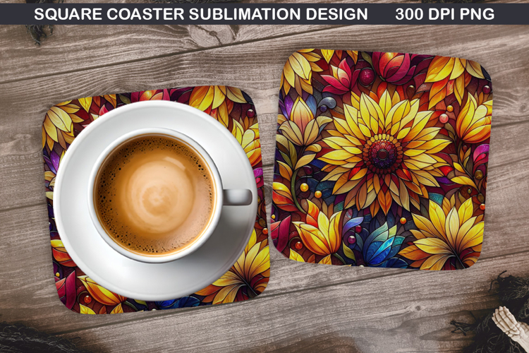 Flowers Coaster Sublimation, Spring Coaster PNG Design