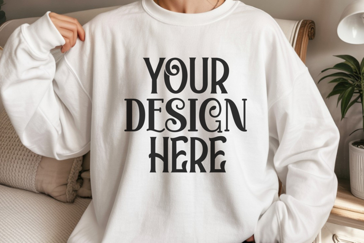 White Gildan 18000 Sweatshirt Model Mockups