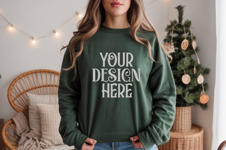 Forest Green Gildan 18500 Sweatshirt Mockup, Unisex mockups