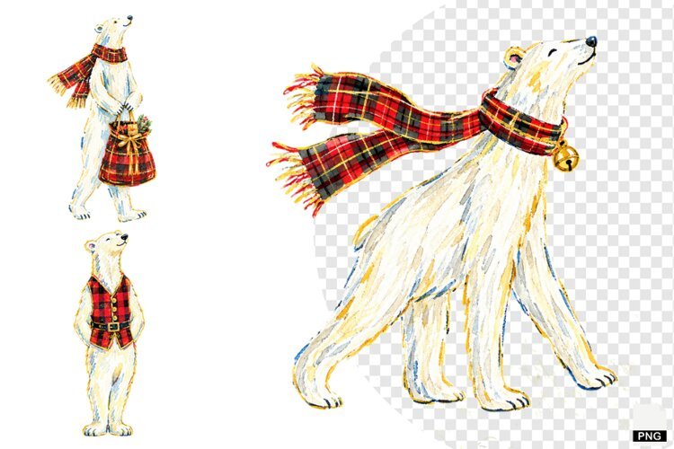 Christmas Polar Bear PNG example image 1