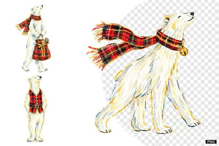 Christmas Polar Bear PNG