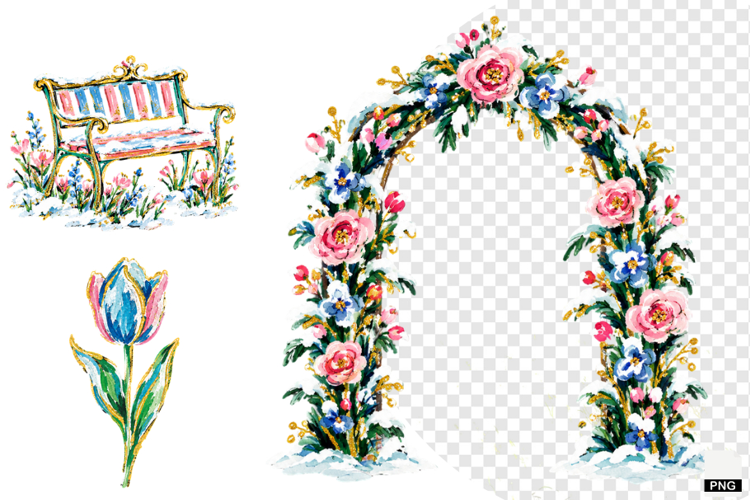 Snowy Meadow Wildflowers Clipart