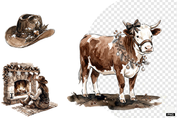 Christmas Festive Western Clipart