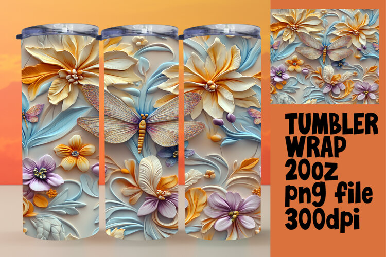 Sublimation Ready 20oz Design Files , 3D Flower example image 1