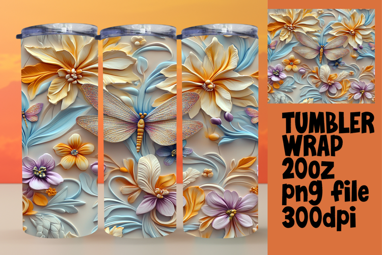 Sublimation Ready 20oz Design Files , 3D Flower