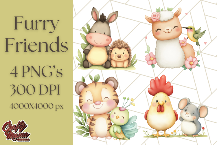 Cute Animal Friends Clipart PNG, Whimsical Spring Animal Duo