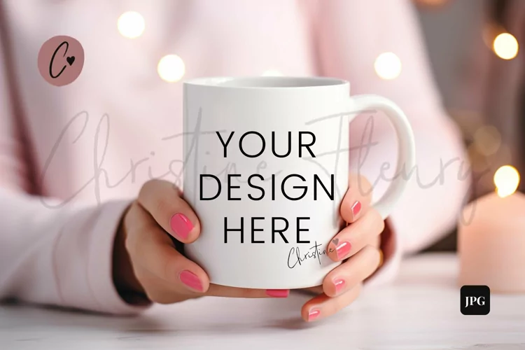 Valentine's Mug Mockup In Hands | Valentine's Day Mockup