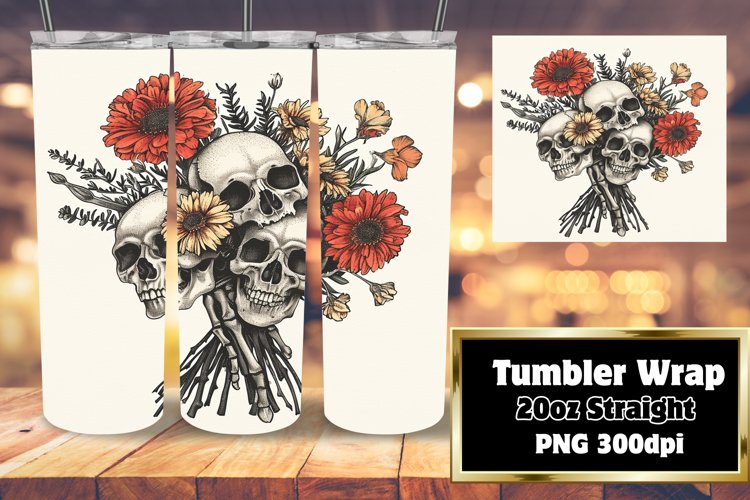 Edgy Skull Pattern Tumbler Art
