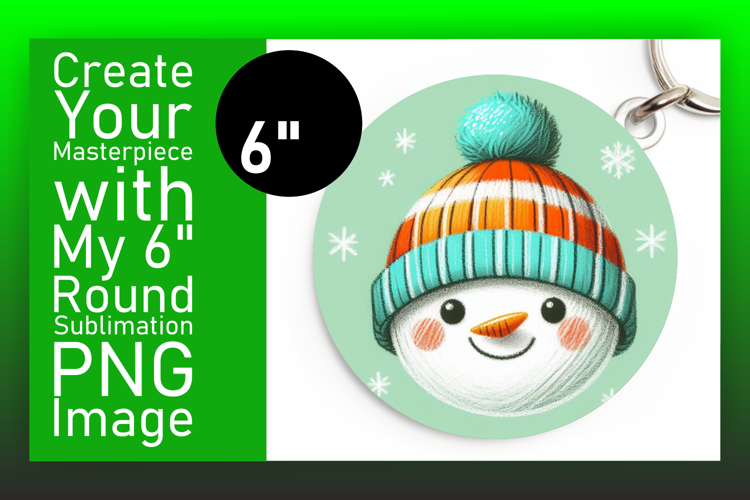Glamorous Round Design for Sublimation , Snowman
