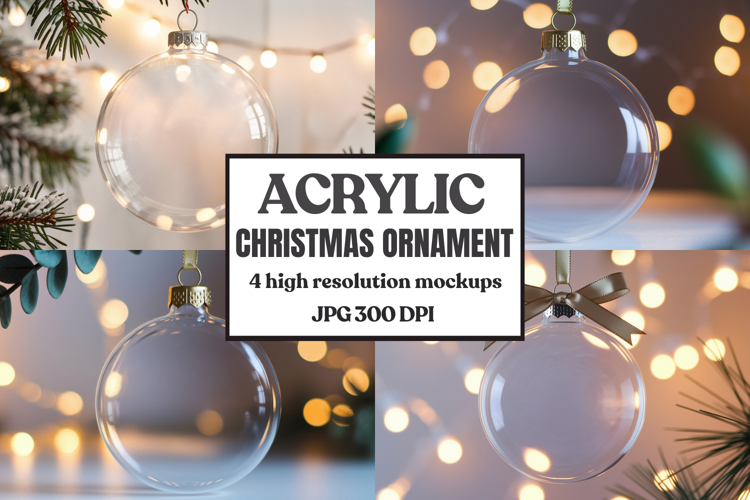 Christmas Acrylic Ornament Mockups | Round Clear Acrylic Orn