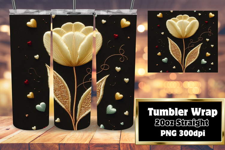 Sublimation Designs for 20oz Tumbler , 3D Flower