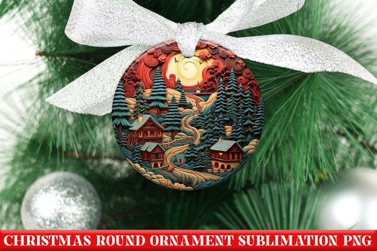 Christmas Quilling Round Ornament PNG | Santa | Sublimation
