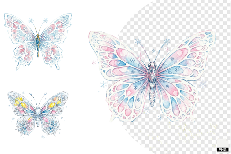 Snowy Butterfly Garden Clipart