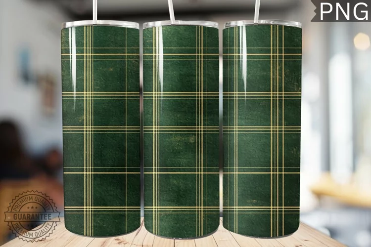 Green Plaid Tumbler Wrap - High Quality 300 Dpi
