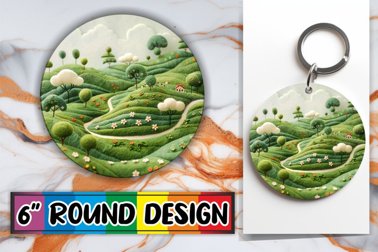Beauty in Spring Sublimation Circle Kaychain View 3D Print example image 1