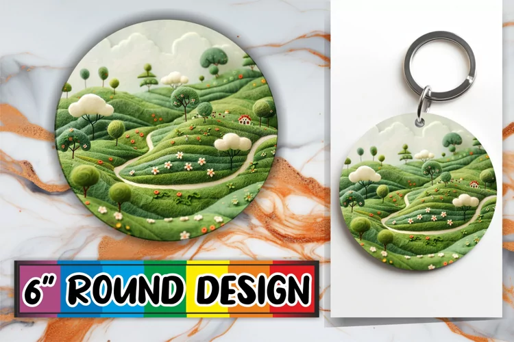 Beauty in Spring Sublimation Circle Kaychain View 3D Print