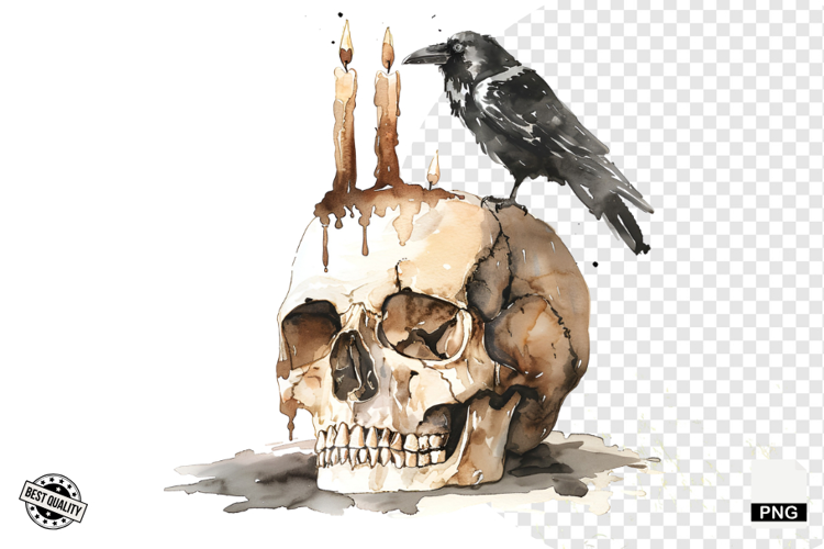 Watercolor Gothic Halloween Clipart