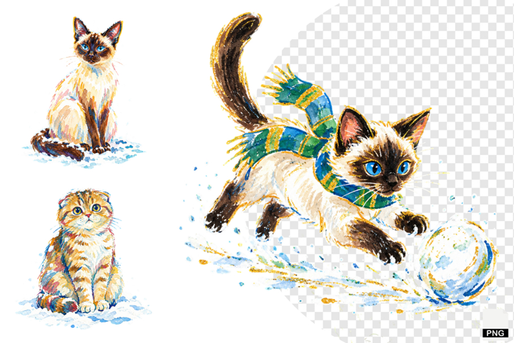 Winter Cats Clipart