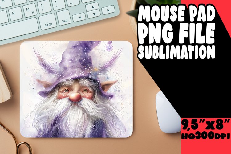 Mystical Moments: Watercolor Gnome Mouse Pad Design example image 1