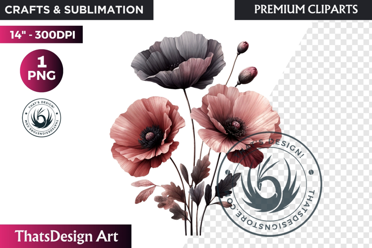 Dark flowers, wedding Florals PNG, Dark Romance Clipart