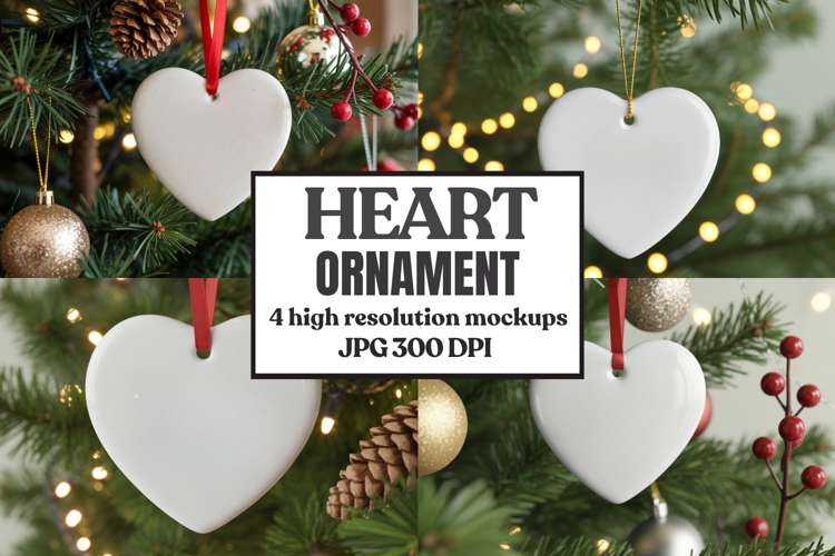 Christmas Love Heart Ornament Mockup | Holiday Hanging