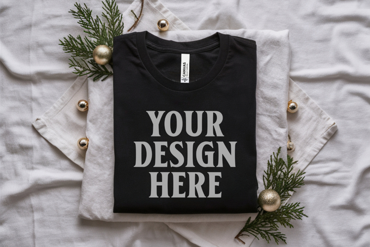 Black Tshirt Mockup Image 24