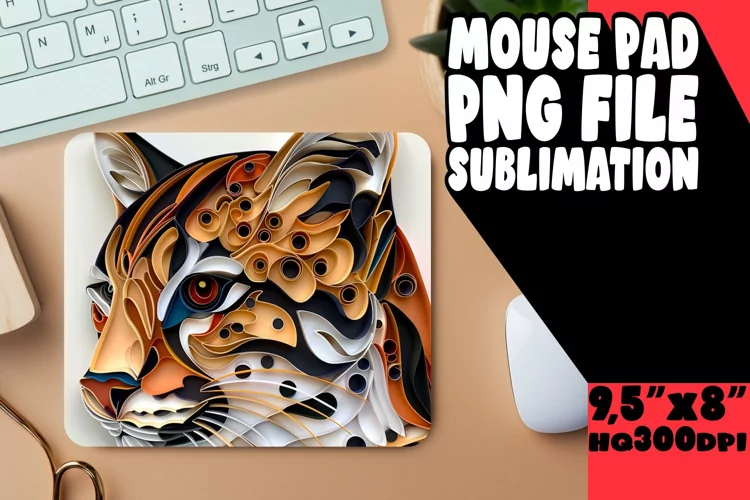 Feline Finesse Sublimation Mouse Pad - 3D Cat