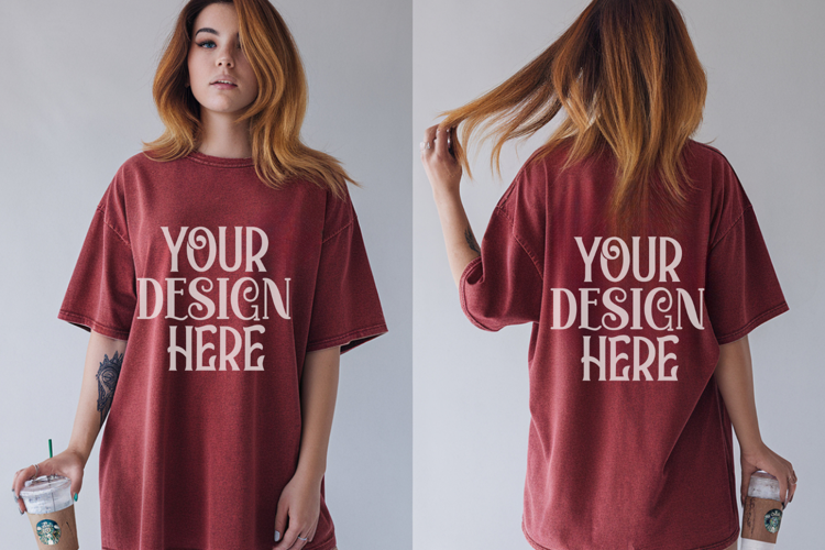 Crimson Comfort Colors 1717 Front & back T shirt Mockup