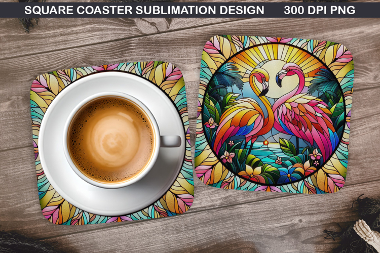 Flamingo Coaster Sublimation, Summer Coaster PNG Design