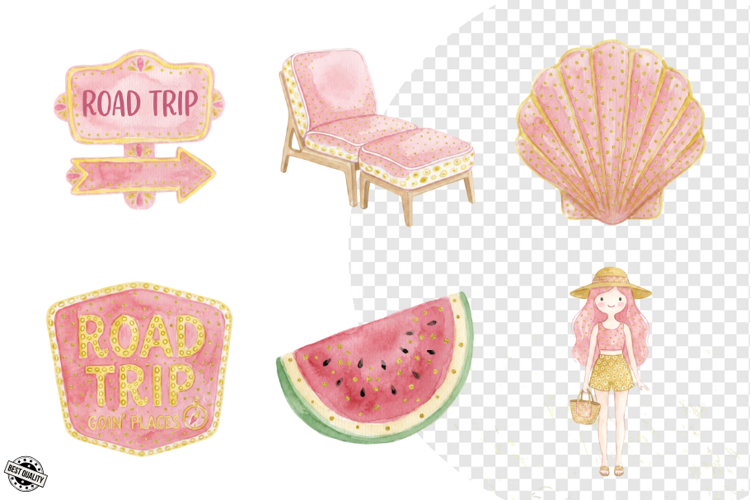 Pastel Hello Summer Elements Clipart example image 1