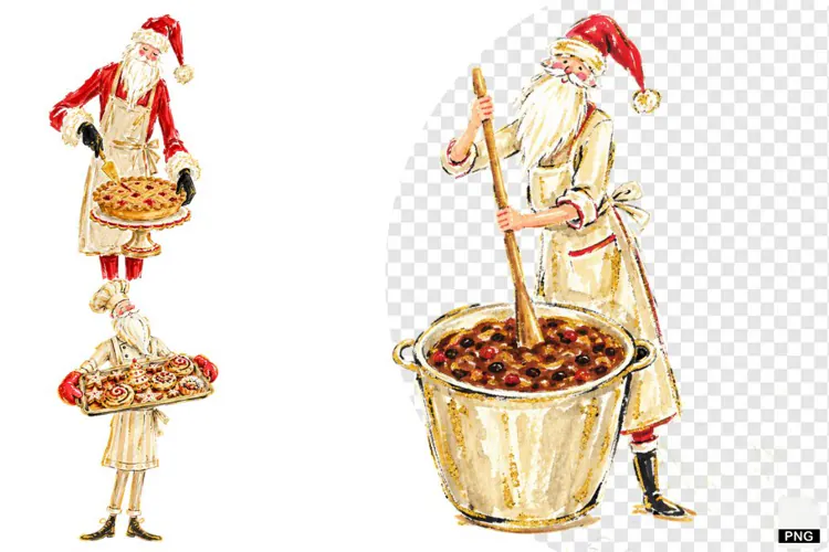 Santa Love Baking PNG