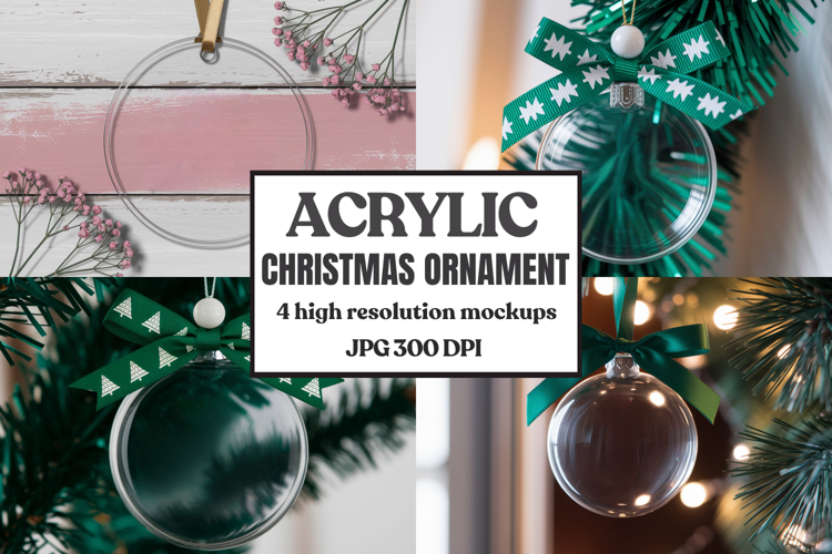 Acrylic Christmas Ornament Mockups | Clear Holiday Ornament