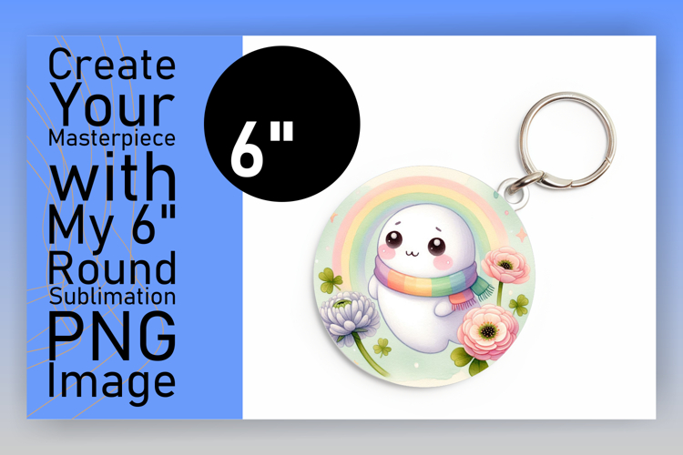 Sophisticated Round Design Keychain Art , Cute Ghost