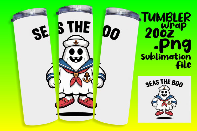 Custom 20oz Tumbler Wrap Download , Funny Ghost