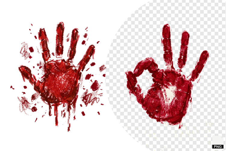 Halloween Red Handprints & Splatters PNG example image 1