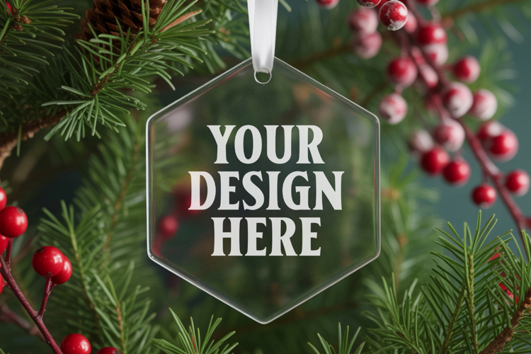 Acrylic Christmas Ornament Mockups , acrylic blank mockup