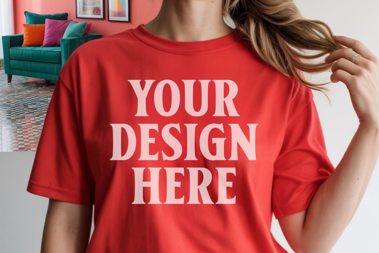 Comfort Colors 1717 Red T-Shirt Mockup