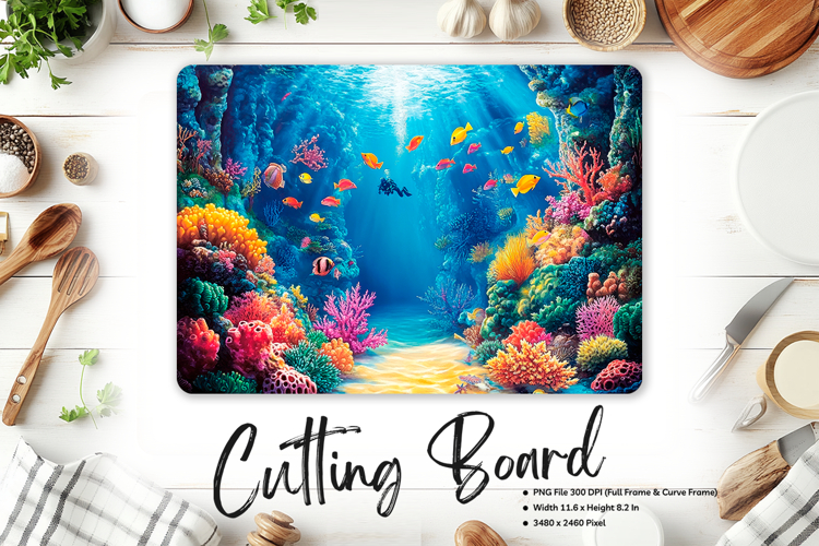 Sea Cutting Board Blue Ocean Chopping Board Sublimation_82