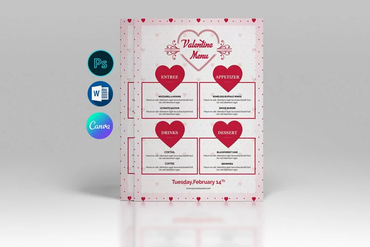 Valentines Party Menu Template